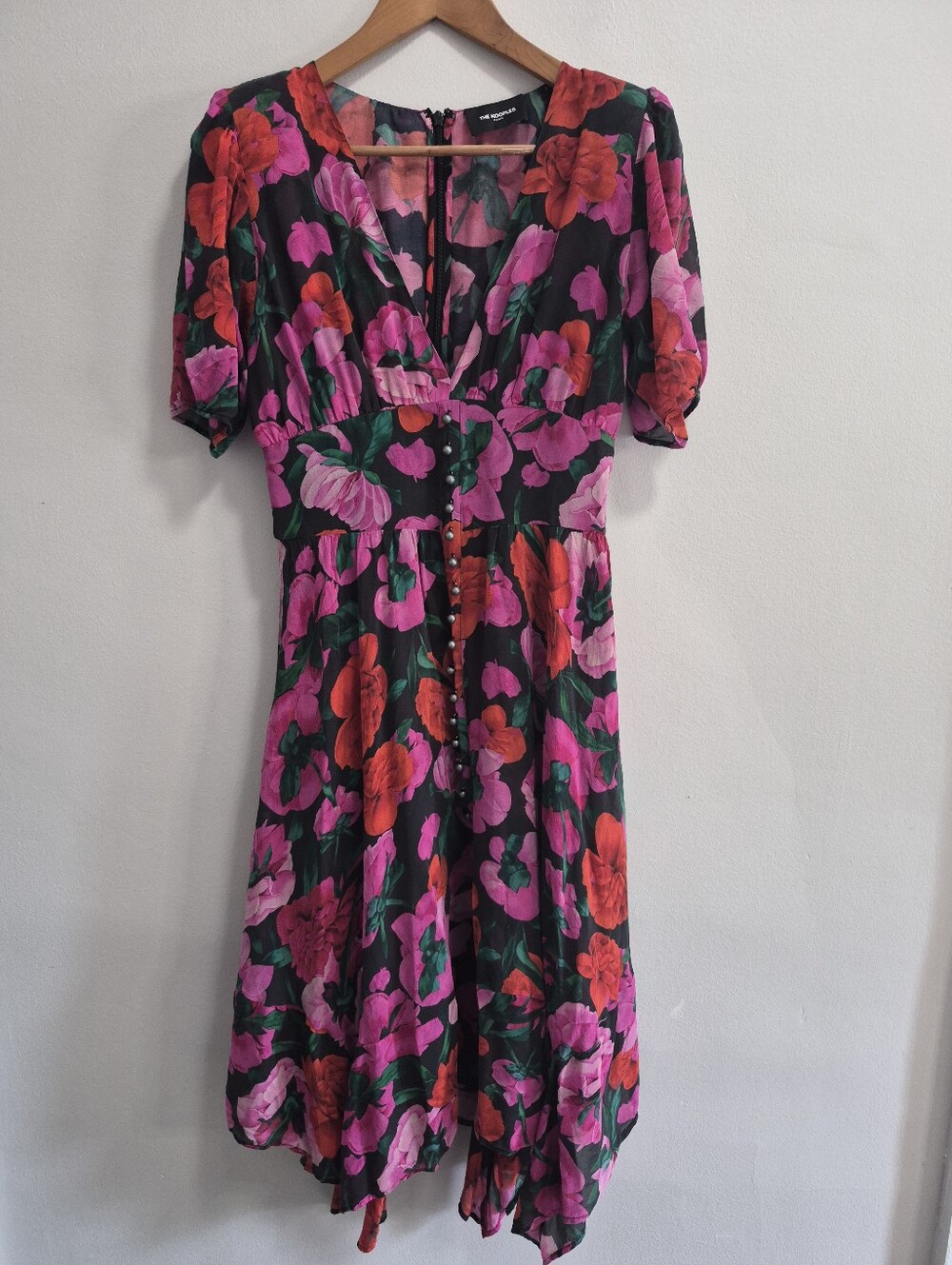 The Kooples 100% Silk Rose Romantic Midi Dress Size 3 / 10